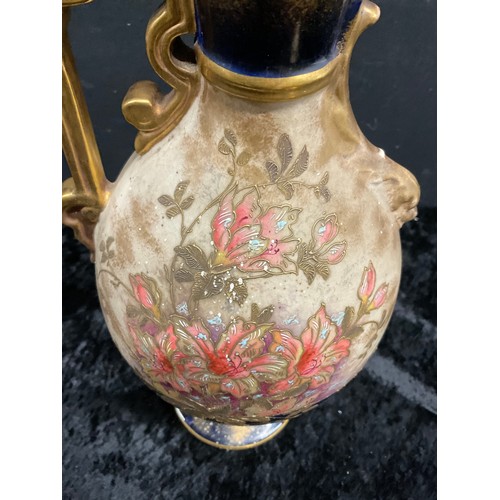 113 - LARGE CERAMIC JUG STAMPED TO BASE 179O WITH GOLD GILT WORK H16