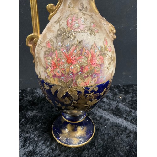 113 - LARGE CERAMIC JUG STAMPED TO BASE 179O WITH GOLD GILT WORK H16