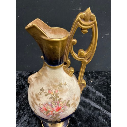 113 - LARGE CERAMIC JUG STAMPED TO BASE 179O WITH GOLD GILT WORK H16