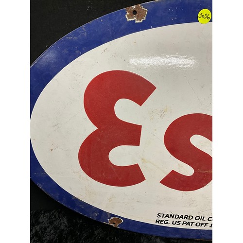 128 - ORIGINAL OVAL ESSO ENAMEL ADVERTISING SIGN IN VERY GOOD CONDITION 36