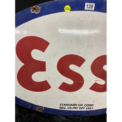 128 - ORIGINAL OVAL ESSO ENAMEL ADVERTISING SIGN IN VERY GOOD CONDITION 36