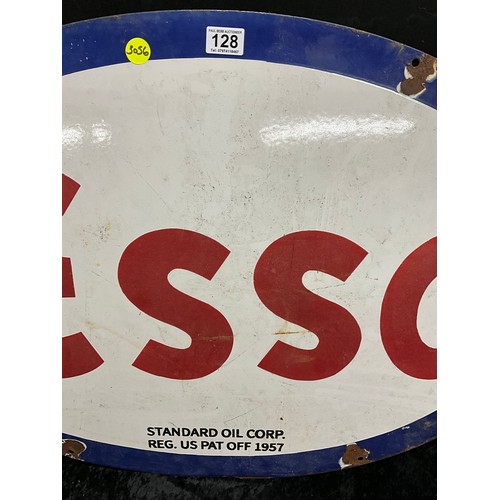 128 - ORIGINAL OVAL ESSO ENAMEL ADVERTISING SIGN IN VERY GOOD CONDITION 36