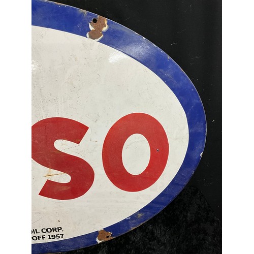 128 - ORIGINAL OVAL ESSO ENAMEL ADVERTISING SIGN IN VERY GOOD CONDITION 36