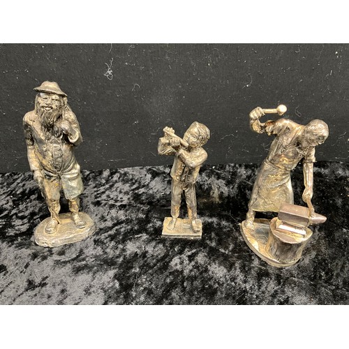 139 - QUANTITY OF ROYAL HAMPSHIRE ART FOUNDRY PLATED FIGURINES DEPICTING VARIOUS CRAFTS MUSICIANS ETC A/F