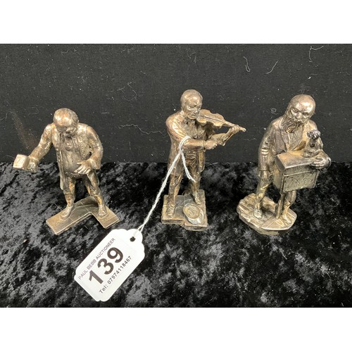 139 - QUANTITY OF ROYAL HAMPSHIRE ART FOUNDRY PLATED FIGURINES DEPICTING VARIOUS CRAFTS MUSICIANS ETC A/F