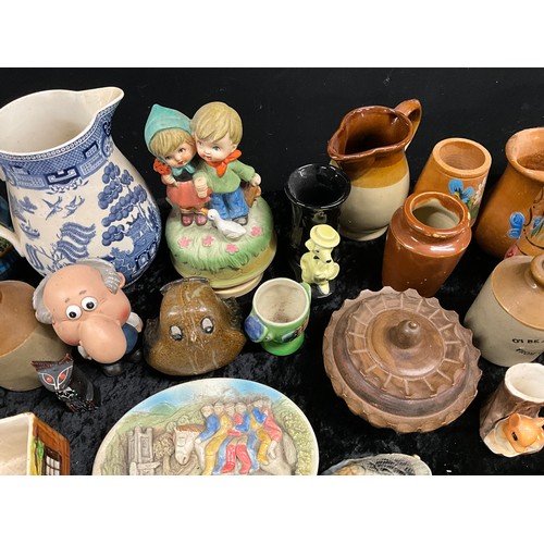 153 - TWO BOXES OF ASSORTED CERAMICS TO INCLUDE TEA SERVICE PLATES VASES ETC