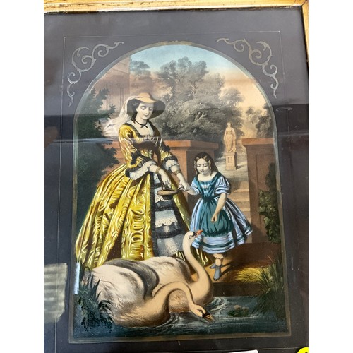 467 - ANTIQUE GILT FRAMED PICTURE OF MOTHER AND DAUGHTER 15