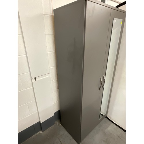 472 - MODERN GREY PAINTED MIRROR DOOR WARDROBE W30