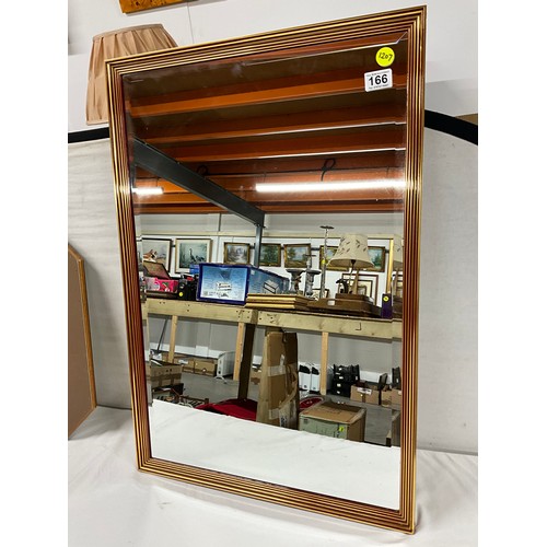 166 - TWO MODERN MIRRORS ONE RECTANGULAR FORM WITH BEVELLED EDGE AND OCTAGONAL OAK MIRROR  WITH LARGEST 22... 