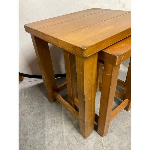 475 - TWO MODERN SQUARE LEGGED OAK SIDE TABLES A/F  W23