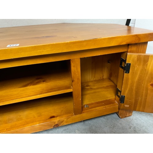 477 - MODERN PINE TV STAND WITH TWO CUPBOARDS W48