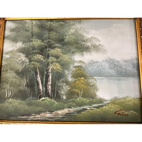 176 - FIVE OILS ON CANVAS GOLD WOODEN GILT FRAMED DEPICTING VARIOUS WOODLAND SCENES 19