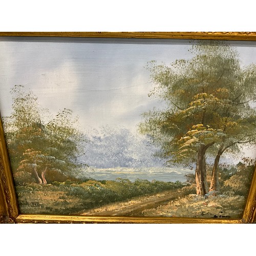 176 - FIVE OILS ON CANVAS GOLD WOODEN GILT FRAMED DEPICTING VARIOUS WOODLAND SCENES 19