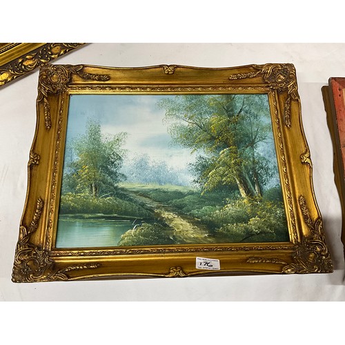 176 - FIVE OILS ON CANVAS GOLD WOODEN GILT FRAMED DEPICTING VARIOUS WOODLAND SCENES 19