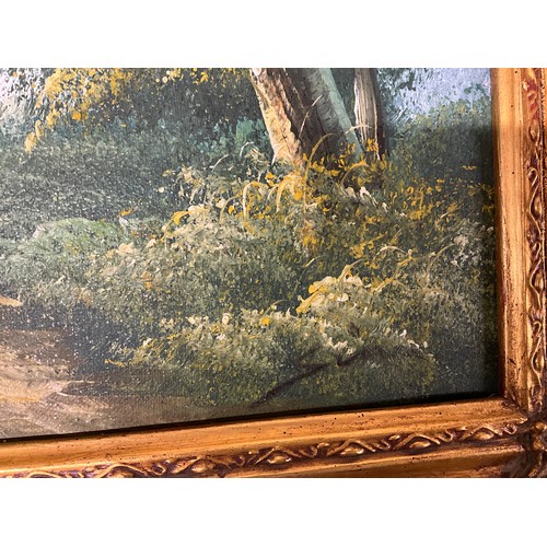 176 - FIVE OILS ON CANVAS GOLD WOODEN GILT FRAMED DEPICTING VARIOUS WOODLAND SCENES 19