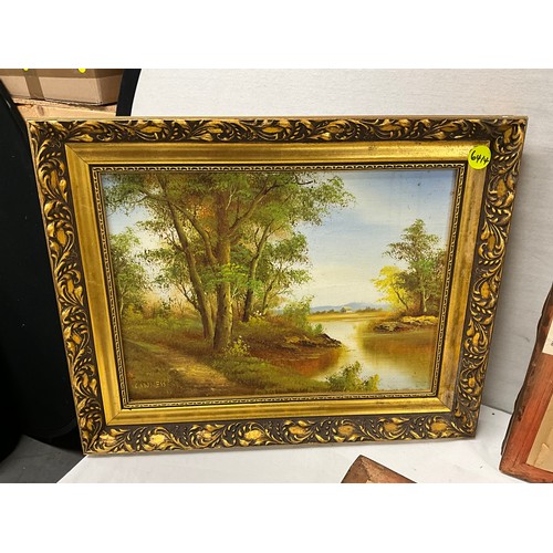 176 - FIVE OILS ON CANVAS GOLD WOODEN GILT FRAMED DEPICTING VARIOUS WOODLAND SCENES 19