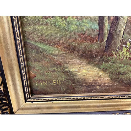 176 - FIVE OILS ON CANVAS GOLD WOODEN GILT FRAMED DEPICTING VARIOUS WOODLAND SCENES 19