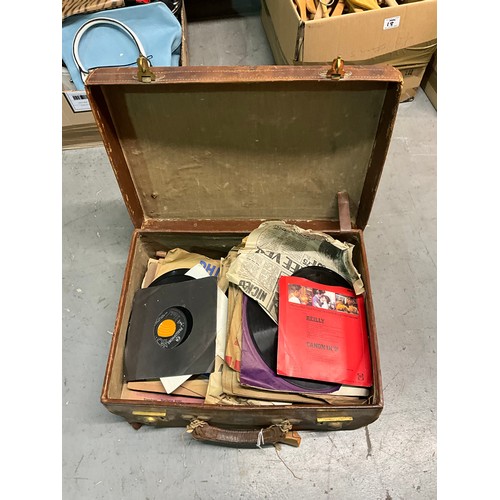 17 - LEATHER CASE TO INCLUDE A QUANTITY OF RECORDS