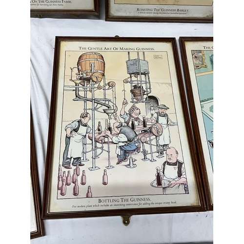 183 - NINE FRAMED PRINTS OF THE ART OF MAKING GUINESS BY JOHN IRELAND (CARTOON) - 18” x 13”