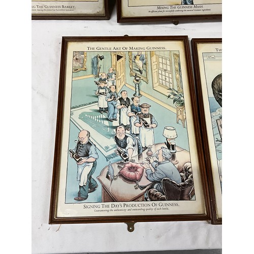 183 - NINE FRAMED PRINTS OF THE ART OF MAKING GUINESS BY JOHN IRELAND (CARTOON) - 18” x 13”