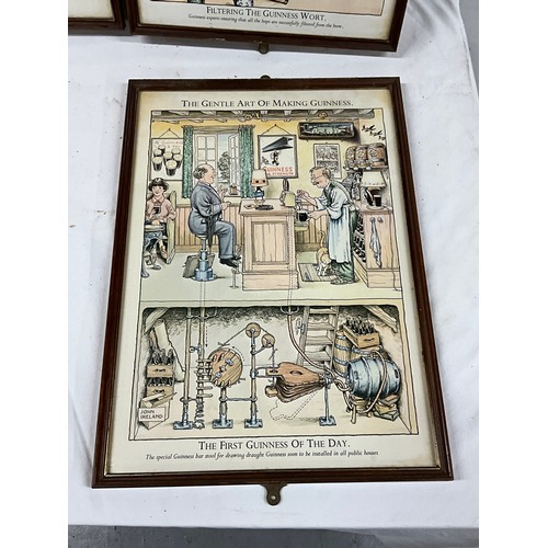 183 - NINE FRAMED PRINTS OF THE ART OF MAKING GUINESS BY JOHN IRELAND (CARTOON) - 18” x 13”