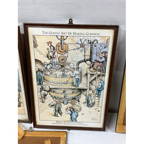 183 - NINE FRAMED PRINTS OF THE ART OF MAKING GUINESS BY JOHN IRELAND (CARTOON) - 18” x 13”