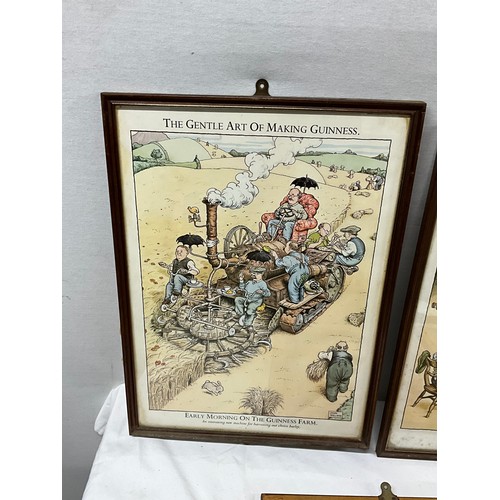 183 - NINE FRAMED PRINTS OF THE ART OF MAKING GUINESS BY JOHN IRELAND (CARTOON) - 18” x 13”