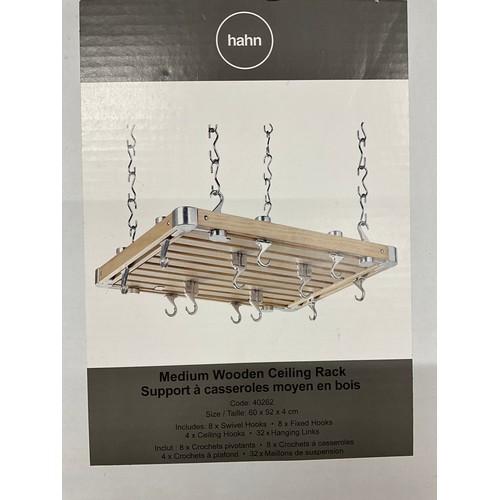 187 - MEDIUM WOODEN CEILING PAN RACK NEW IN BOX