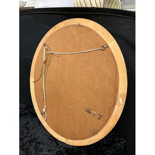 207 - LARGE OVAL BEVELLED EDGE MIRROR IN GILT WOODEN FRAME 28