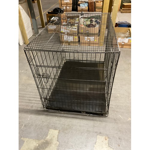 213 - EXTRA LARGE PORTABLE DOG CAGE WITH PLASTIC IN TRAY 42