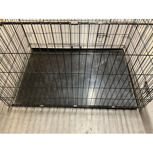 213 - EXTRA LARGE PORTABLE DOG CAGE WITH PLASTIC IN TRAY 42