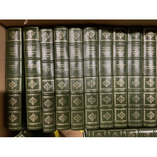 214 - LARGE QUANTITY OF HARDBACK BOUND CHARLES DICKENS BOOKS AND ASSORTED REFERENCE