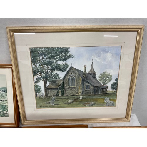 218 - LARGE QUANTITY OF WATERCOLORS AND PRINTS DEPICTING MAINLY BUILDINGS COUNTRYSCENES INCLUDING ALL SAIN... 