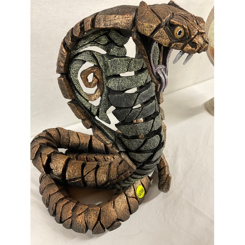 221 - REPRODUCTION SCULPTURE OF  A KING COBRA EDGE ED11K IN GOOD CONDITION SIGNED TO BACK