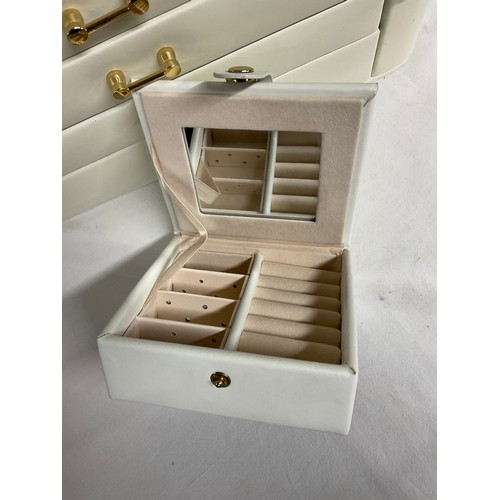 224 - MODERN LEATHER BOUND JEWELLERY BOX WITH FIVE DRAWS A/F