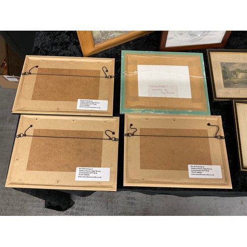 232 - QUANTITY OF  MODERN PICTURES TO INCLUDE WATERCOLOURS VINTAGE PRINTS AND OIL ON BOARD WOODLAND SCENE ... 