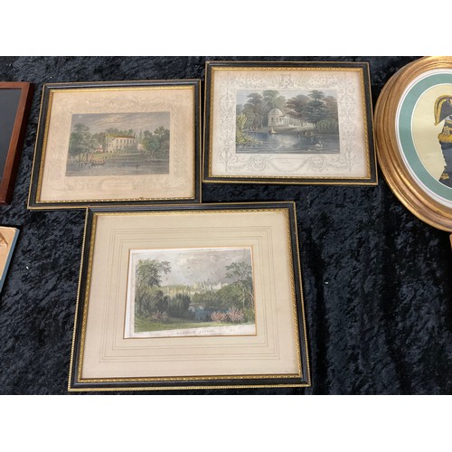 232 - QUANTITY OF  MODERN PICTURES TO INCLUDE WATERCOLOURS VINTAGE PRINTS AND OIL ON BOARD WOODLAND SCENE ... 