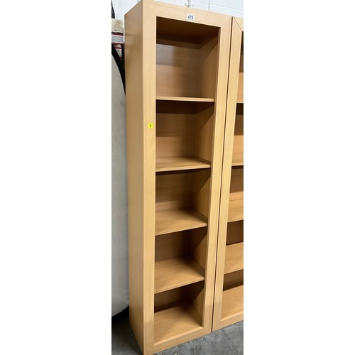 478 - TWO MODERN BEECH FREE STANDING BOOK CASES H73