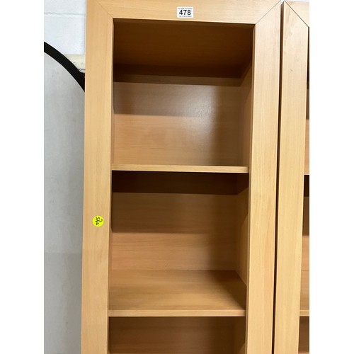 478 - TWO MODERN BEECH FREE STANDING BOOK CASES H73