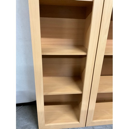 478 - TWO MODERN BEECH FREE STANDING BOOK CASES H73