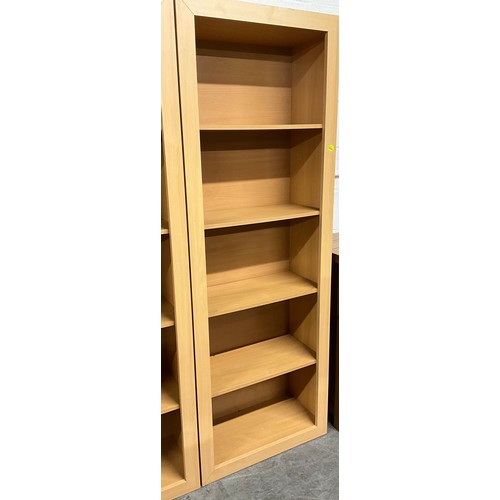 478 - TWO MODERN BEECH FREE STANDING BOOK CASES H73