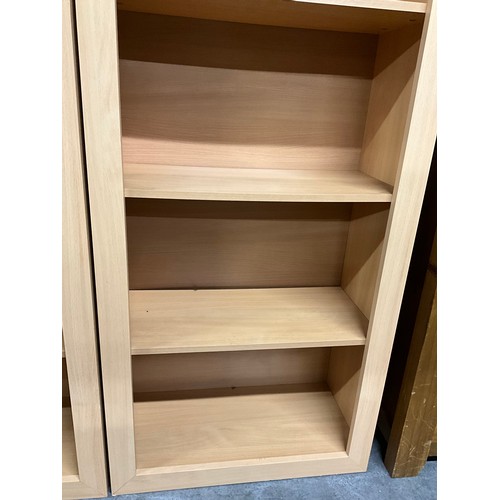 478 - TWO MODERN BEECH FREE STANDING BOOK CASES H73