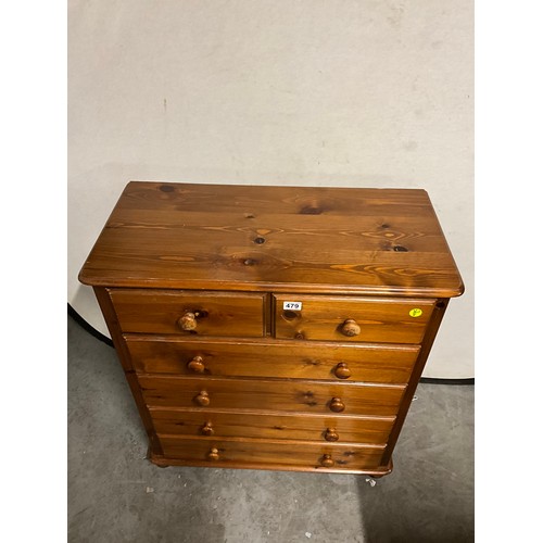 479 - MODERN PINE TWO OVER FOUR BEDROOM CHEST WITH WOODEN KNOBS W31