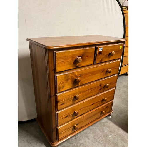 479 - MODERN PINE TWO OVER FOUR BEDROOM CHEST WITH WOODEN KNOBS W31