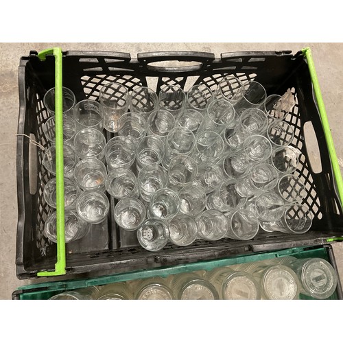 246 - THREE CRATES OF GLASSWARE TO INCLUDE CARLING STELLA ARTOIS CARLSBERG DRINKING GLASSES ETC