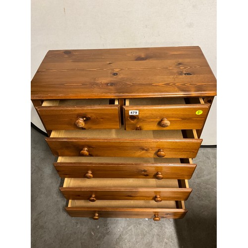 479 - MODERN PINE TWO OVER FOUR BEDROOM CHEST WITH WOODEN KNOBS W31