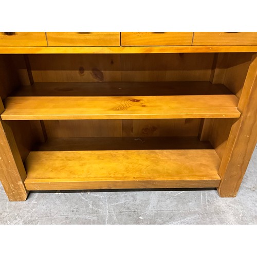 480 - MODERN PINE CONSOLE TABLE WITH DRAWERS AND SHELVES BELOW W43