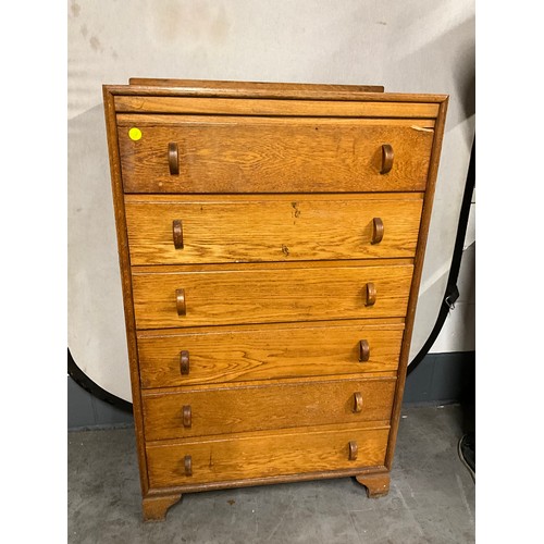 485 - 1950S GOLDEN OAK CHEST OF SIX GRADUATED DRAWERS A/F W30