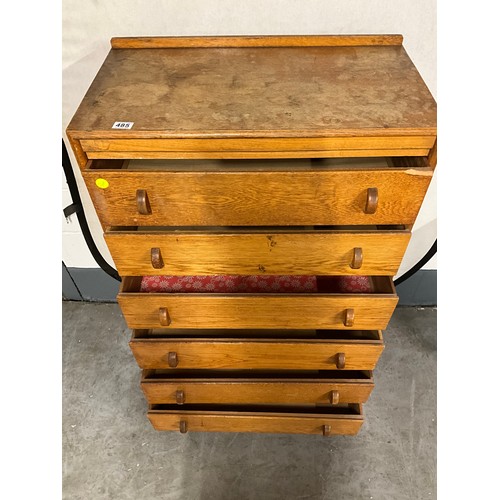 485 - 1950S GOLDEN OAK CHEST OF SIX GRADUATED DRAWERS A/F W30