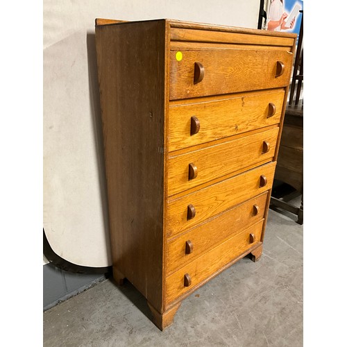 485 - 1950S GOLDEN OAK CHEST OF SIX GRADUATED DRAWERS A/F W30